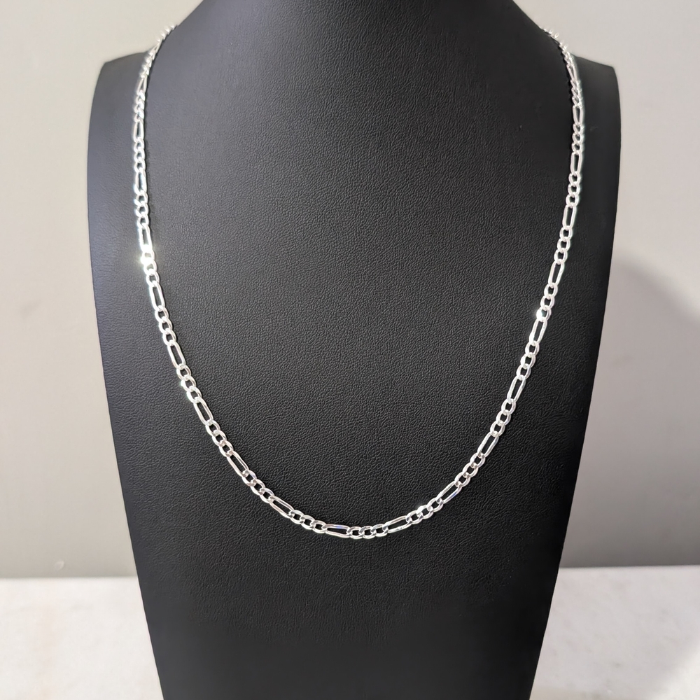 Solid .925 Italy Sterling Silver 20" Figaro Chain